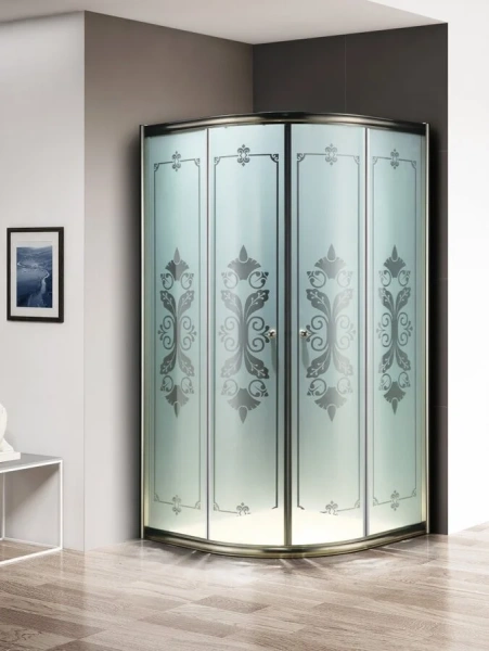 Душевой уголок Cezares Giubileo 100х100 см стекло прозрачное профиль золото - фото 1