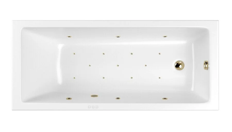 Ванна гидромассажная Whitecross Wave Relax, 170 х 70 см, увеличенная толщина акрила, усиленная армировка, белый/золото, 0101.170070.100.RELAX.GL - фото 1