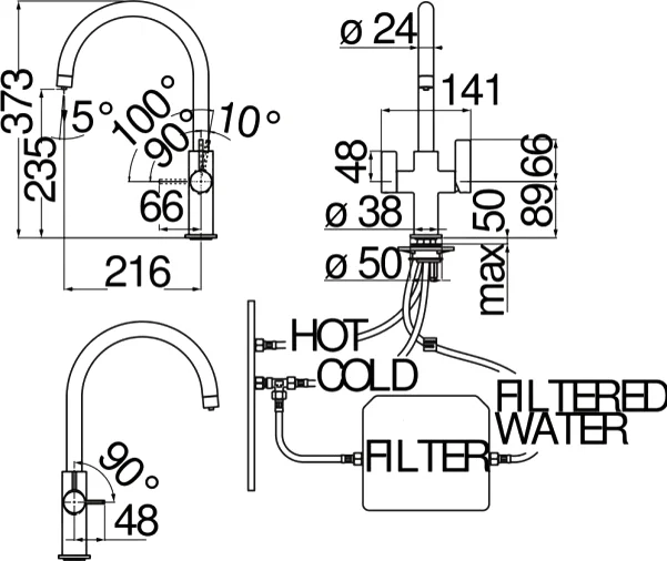 Смеситель для кухни Nobili Flag с подключением к фильтру - фото 2