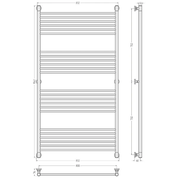 Полотенцесушитель водяной Сунержа Богема+ 80х150 см темный титан муар, современные, hi-tech - фото 2