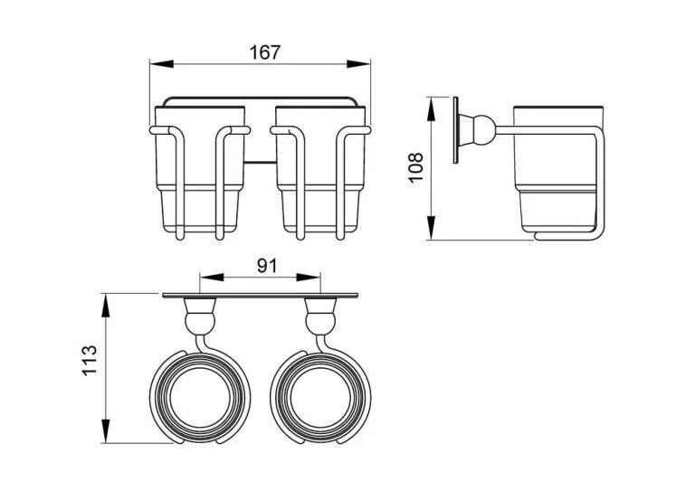 Стакан для зубных щеток двойной Timo Nelson хром 150032/00 - фото 2