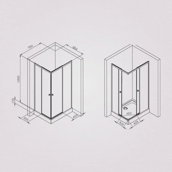 Душевой уголок Am.Pm X-Joy 100x80 см профиль черный, стекло прозрачное, прямоугольные - фото 2