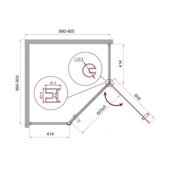 Душевой уголок BelBagno Uno-195 90х90 см профиль черный - фото 2