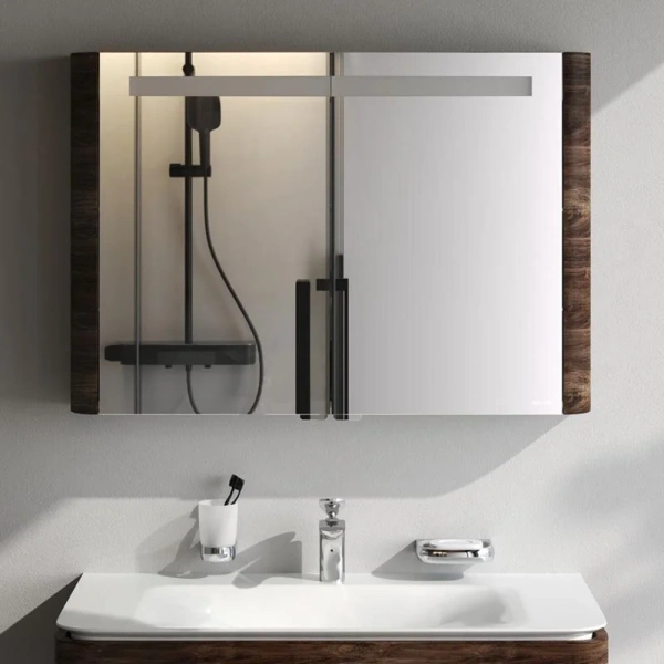 Зеркальный шкаф с подсветкой Am.Pm Sensation 100 см орех, навесные - фото 4