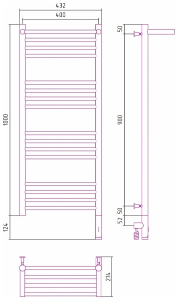 Полотенцесушитель электрический Сунержа Богема 3.0 40х100 см правый белый матовый, из нержавеющей стали, с полкой, неповоротные, с терморегулятором - фото 6