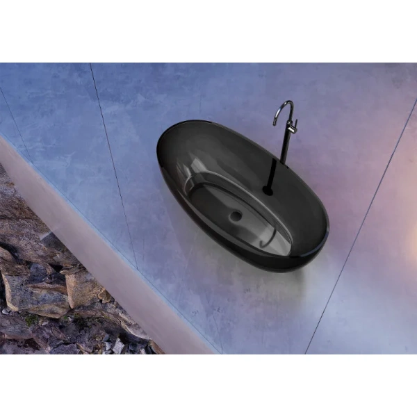 Ванна из полиэфирной смолы Abber Kristall 170x75 см черная, овальные - фото 4