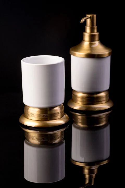 Стакан для ванной Boheme Medici керамический, бронза, белые, комбинированные - фото 3