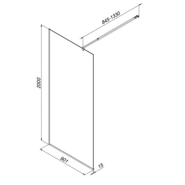 Душевая перегородка Am.Pm Func 90 см профиль черный, современные, hi-tech - фото 2