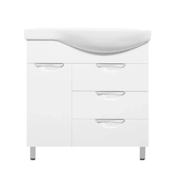 Тумба с раковиной напольная Style Line Жасмин ЛС-0000052 83 см с бельевой корзиной