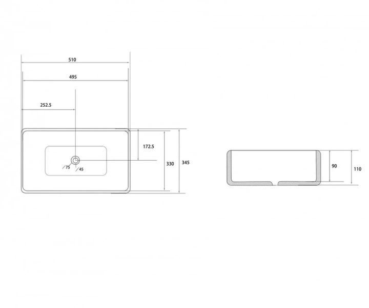 Раковина Abber Rechteck 51 см хамелеон, современные, hi-tech - фото 2