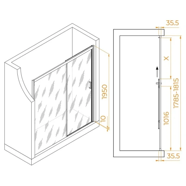 Душевая дверь в нишу RGW Passage PA-017B 180 см профиль черный, стекло матовое - фото 2