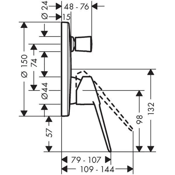 Смеситель для душа Hansgrohe Novus Loop 71345000 однорычажный - фото 2