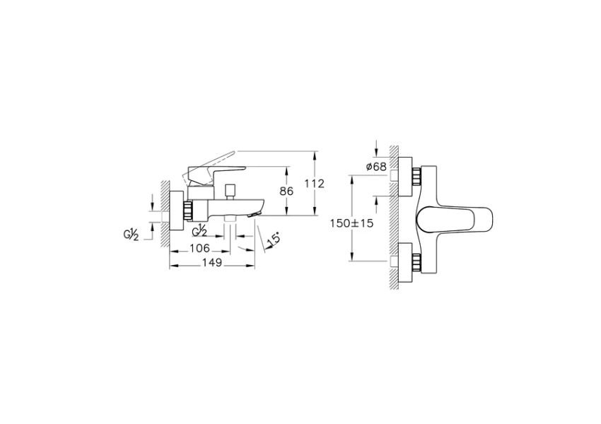 Смеситель для ванны VitrA Flow Soft хром - фото 2