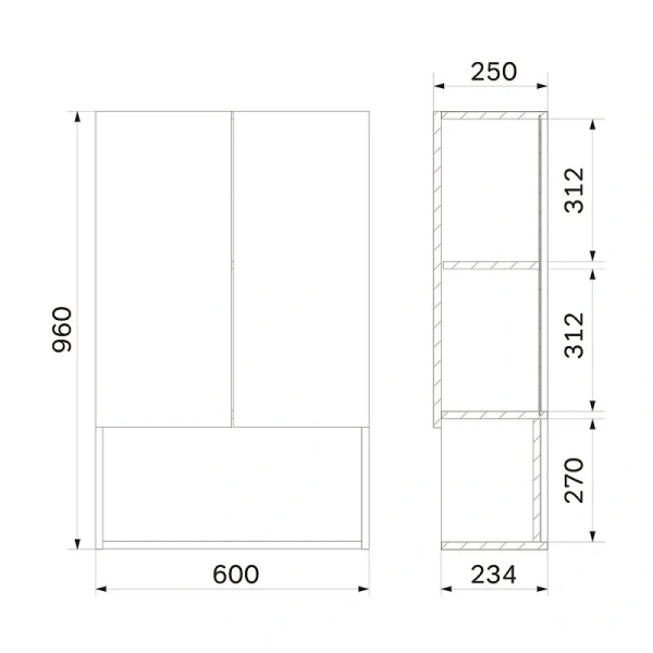 Шкаф подвесной Am.Pm X-Joy 60 см с открытой полкой - фото 2