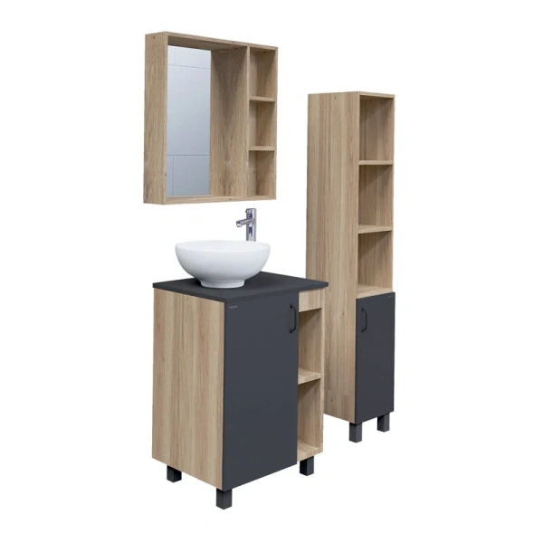 Тумба под раковину напольная Grossman Флай 60,5 см дуб сонома/серая, 60 см - фото 6