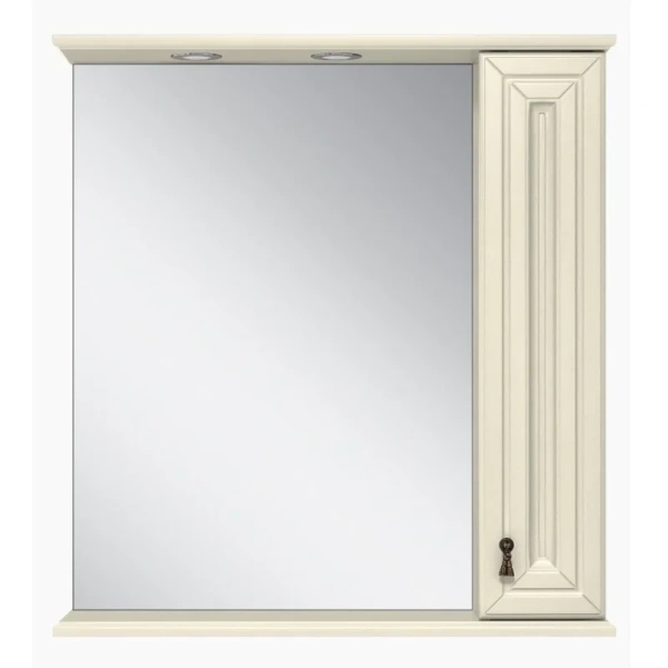 Зеркальный шкаф с подсветкой Misty Лувр 65 см слоновая кость левый - фото 3