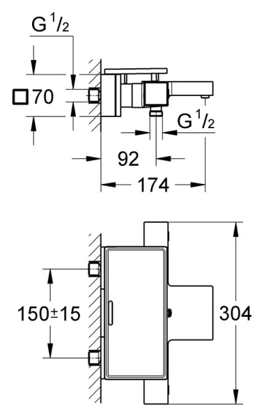 Смеситель для ванны термостатический Grohe Grohtherm Cube 34502000 - фото 2