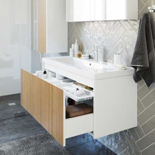 Тумба под раковину подвесная Velvex Klaufs 99 см белая/шатане, современная, hi-tech - фото 3