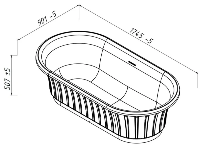 Ванна из искусственного камня Belux Колизей ВК 1750, 4810924267320, 170 x 75 см, белый - фото 2