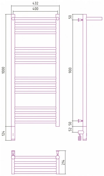 Полотенцесушитель электрический Сунержа Богема 3.0 40х100 см правый, без покрытия, современные, hi-tech - фото 2
