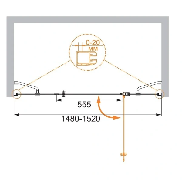 Душевая дверь в нишу Cezares Elena 150 см стекло прозрачное - фото 2
