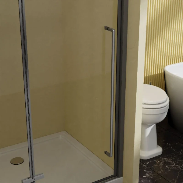 Душевая дверь в нишу Vincea Slim-N 90 см профиль вороненая сталь стекло прозрачное - фото 4