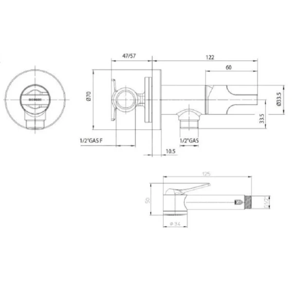 Гигиенический душ с смесителем Bossini Paloma Brass E37005 - фото 2