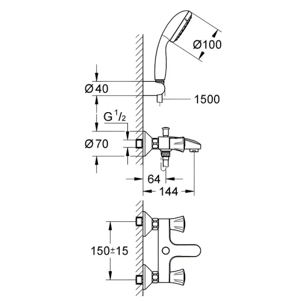 Смеситель для ванны с лейкой Grohe Costa L 2546010A - фото 2