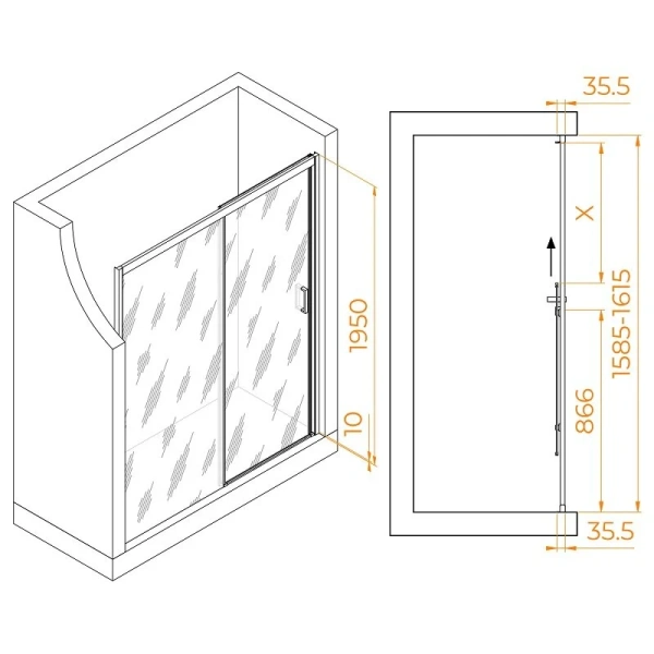 Душевая дверь в нишу RGW Passage PA-017 160 см профиль хром, стекло матовое - фото 2