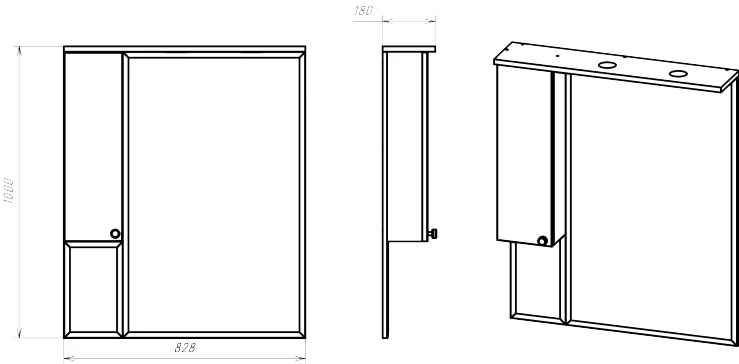 Зеркальный шкаф с подсветкой Misty Латте 85 см бежевый, левый, классические, ретро - фото 3