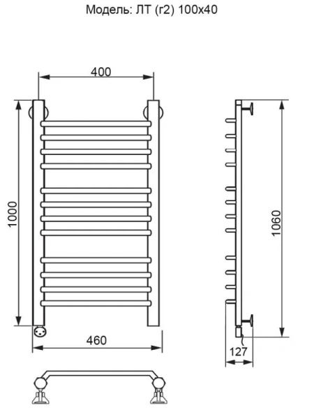 Полотенцесушитель электрический Ника Trapezium 100х40 см левый, лесенка, вертикальные - фото 4