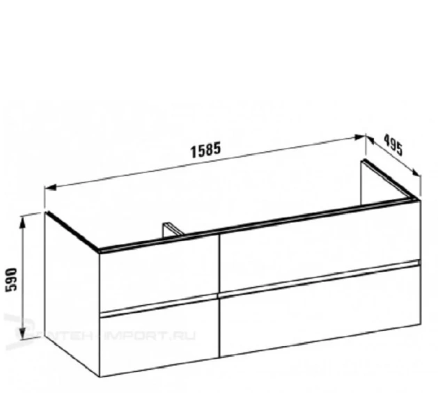 Тумба под раковину подвесная Laufen Palomba 158 см белая, по запросу - фото 2