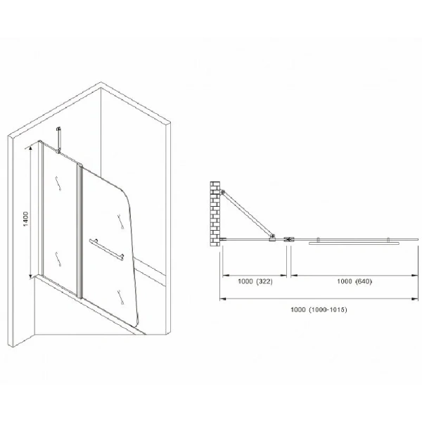 Шторка для ванны Abber Ewiges Wasser 102х140 см распашная - фото 2