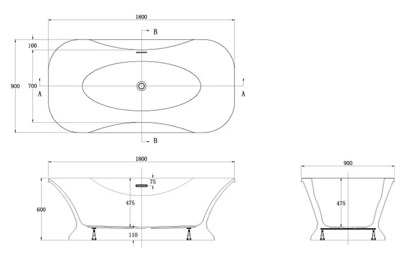 Ванна акриловая Azario Bordeaux BOR18090 180 x 90 см, белая - фото 2