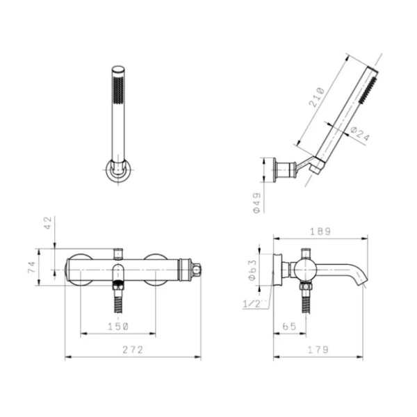 Смеситель для ванны Migliore Ermitage Mini бронза, для ванны - фото 2