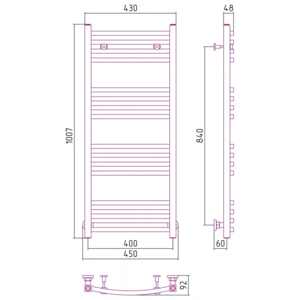 Полотенцесушитель водяной Сунержа Аркус 40х100 см белый матовый, современные, hi-tech - фото 2