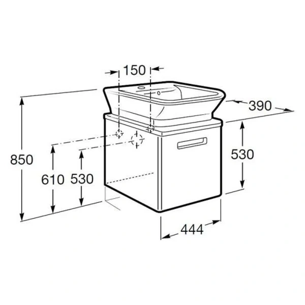 Тумба с раковиной подвесная Roca The Gap ZRU9302 45 см 1 распашная дверца - фото 2