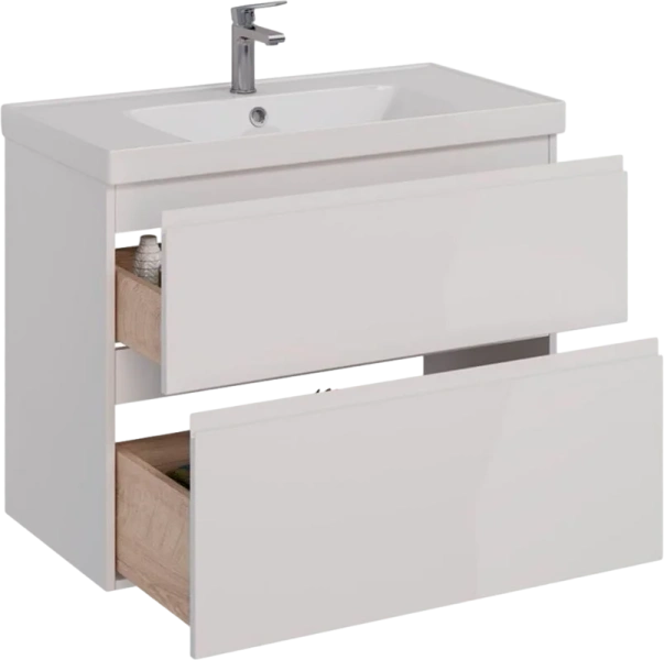 Тумба под раковину подвесная Lemark Veon 90 см белый глянец, современная, hi-tech - фото 3