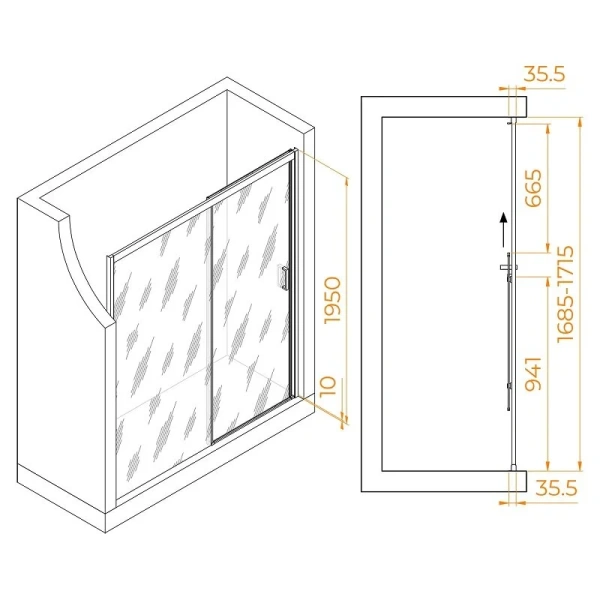 Душевая дверь в нишу RGW Passage PA-017 170 см профиль хром, стекло прозрачное - фото 2