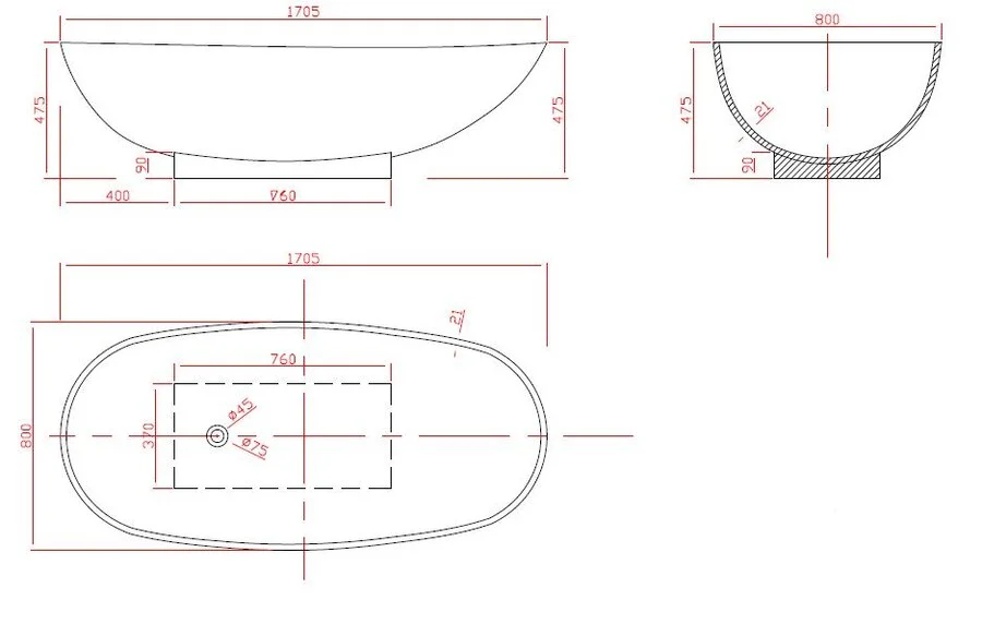 Ванна из литьевого мрамора Montebianco Canotto Uno, 33040, белые - фото 8