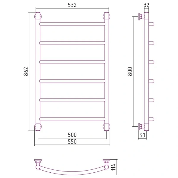 Полотенцесушитель водяной Сунержа Галант+ 50х80 см шампань - фото 2