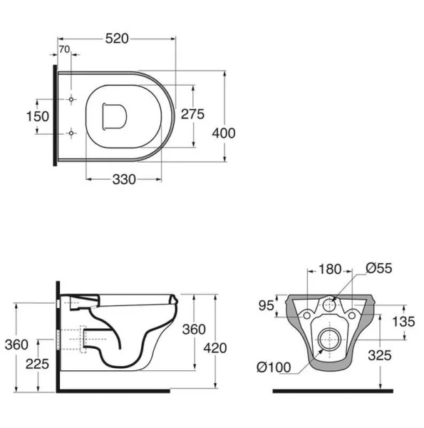 Унитаз подвесной Azzurra Charme CHA 100 SOSK, CHA 100N SOSK, подвесные - фото 2