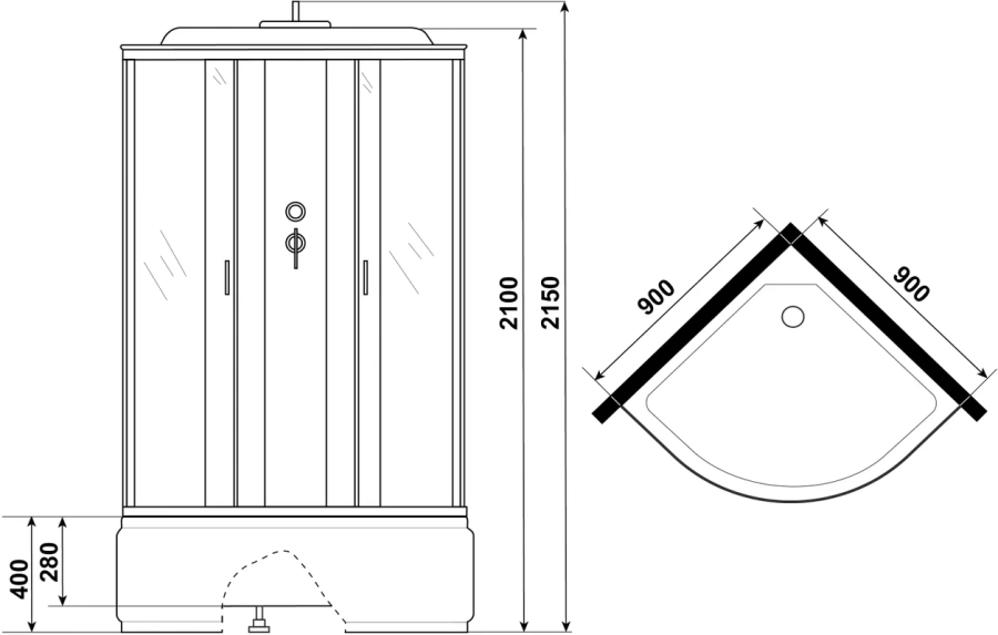 Душевая кабина Niagara Classic 90x90 см высокий поддон, 90х90 - фото 4