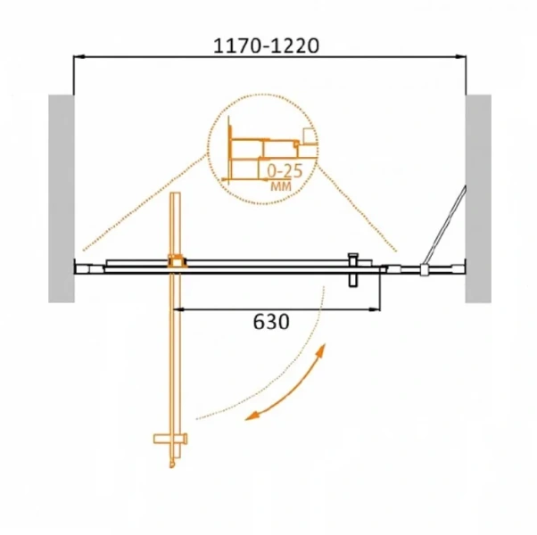 Душевая дверь в нишу Cezares Molveno 120 см стеклянная - фото 2