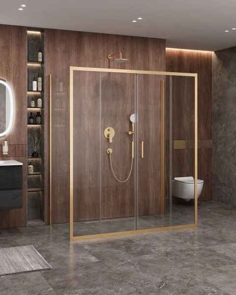 Душевой уголок Cezares Molveno 170х90 см стекло прозрачное профиль золото - фото 3