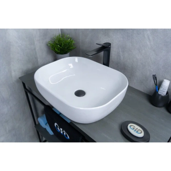 Раковина GID Geometrico D1302 50 см белая, накладные (на столешницу) - фото 3