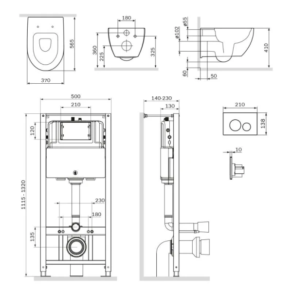 Унитаз с инсталляцией Am.Pm Awe IS490 с сиденьем микролифт и клавишей - фото 2
