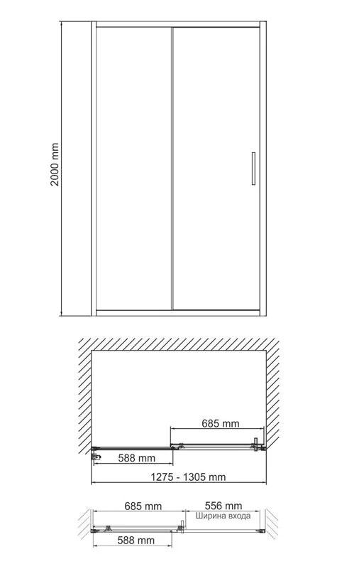 Душевая дверь WasserKRAFT Main 130 см профиль хром - фото 2
