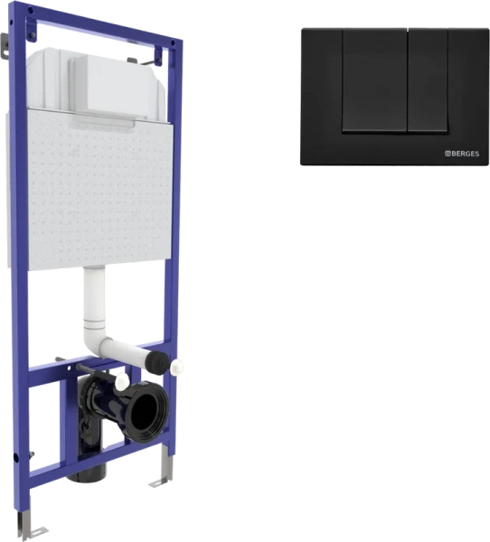 Инсталляция для унитаза Berges Novum клавиша S5 Soft Touch черная, с кнопкой - фото 5