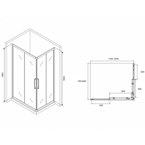 Душевой уголок Abber Schwarzer Diamant 120x80 см профиль хром, прямоугольные - фото 2